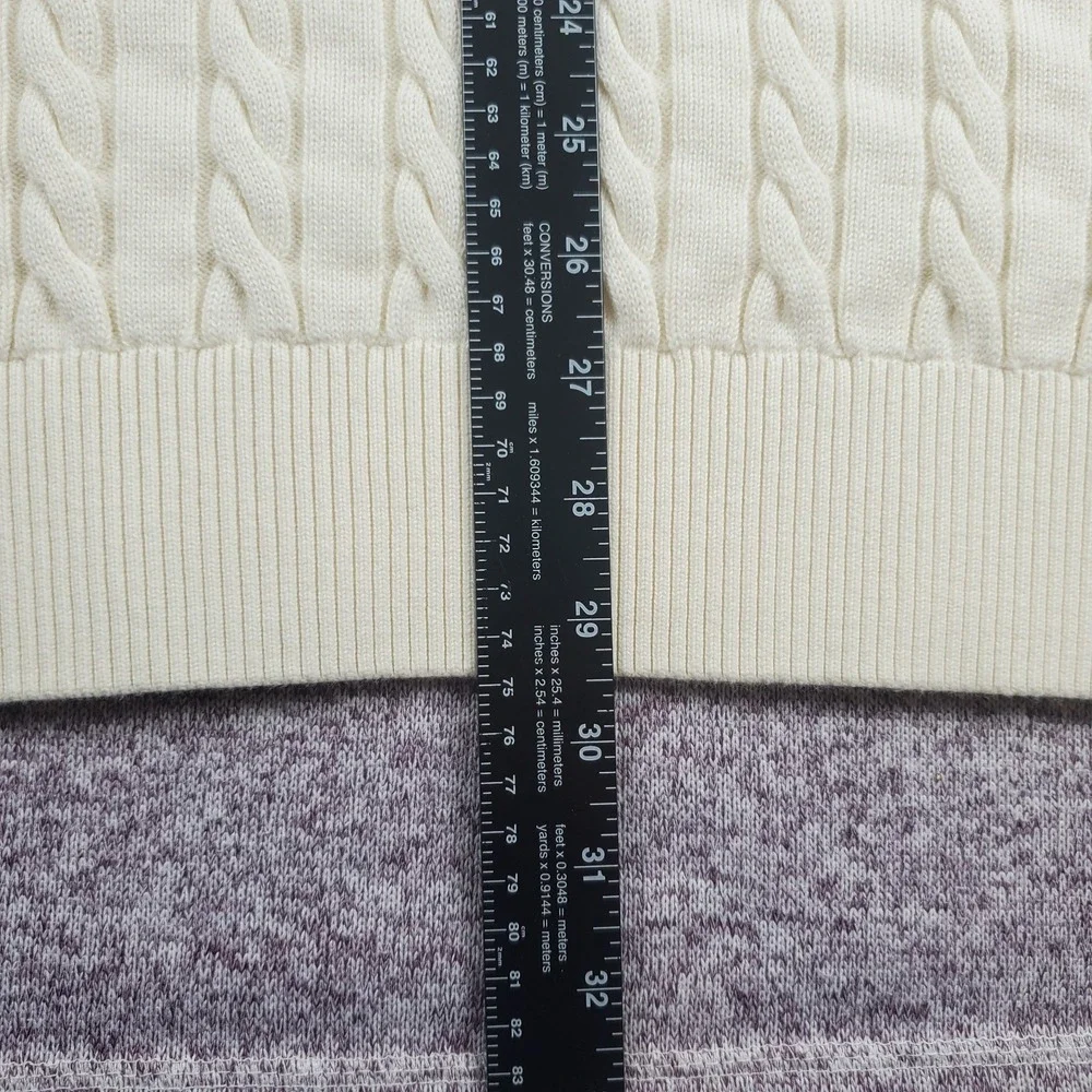 Cremieux Sweater Vest Men Sz XXL Ivory Navy Cable Knit V-Neck Golf Tennis Club - Picture 6 of 8